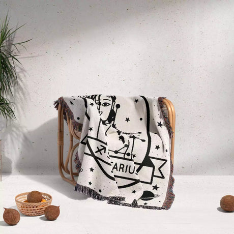 Sagittarius Zodiac Sign Astrology Woman Woven Throw Blanket and Tapestry Blanket - DesignerOllie.com