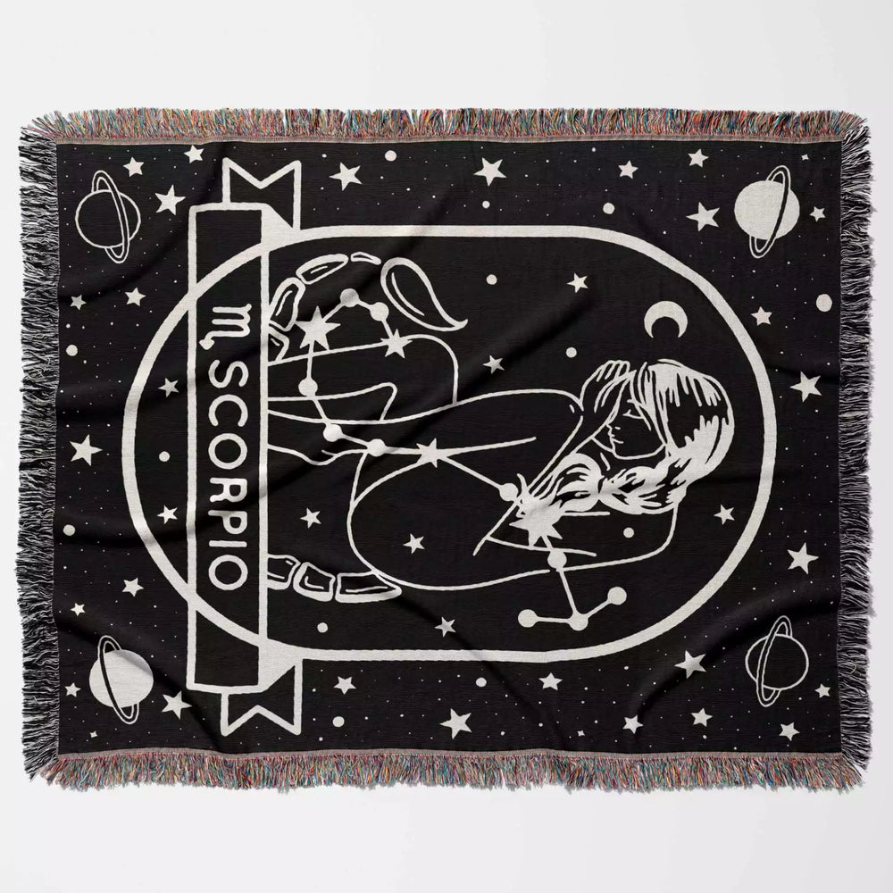 Scorpio Zodiac Sign Astrology Woman Woven Throw Blanket Tapestry Blanket - DesignerOllie.com