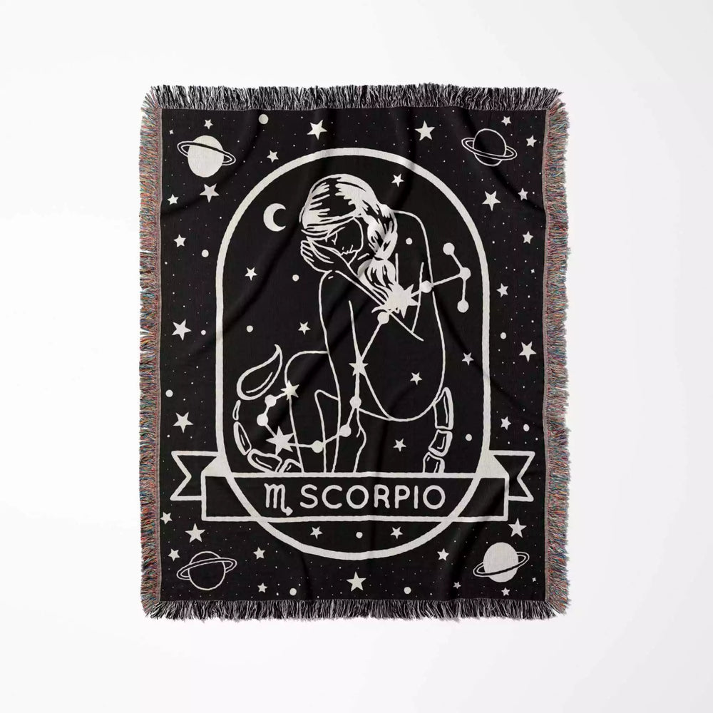 Scorpio Zodiac Sign Astrology Woman Woven Throw Blanket Tapestry Blanket - DesignerOllie.com
