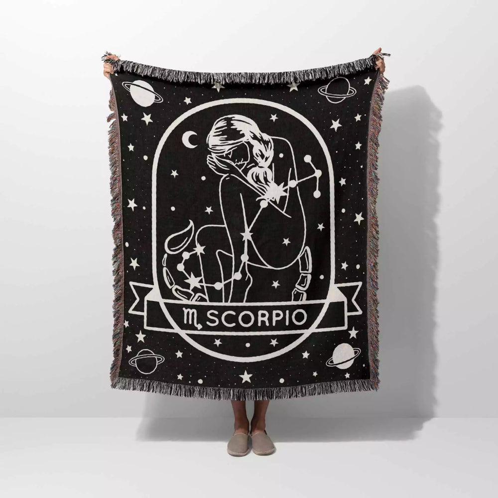 Scorpio Zodiac Sign Astrology Woman Woven Throw Blanket Tapestry Blanket - DesignerOllie.com