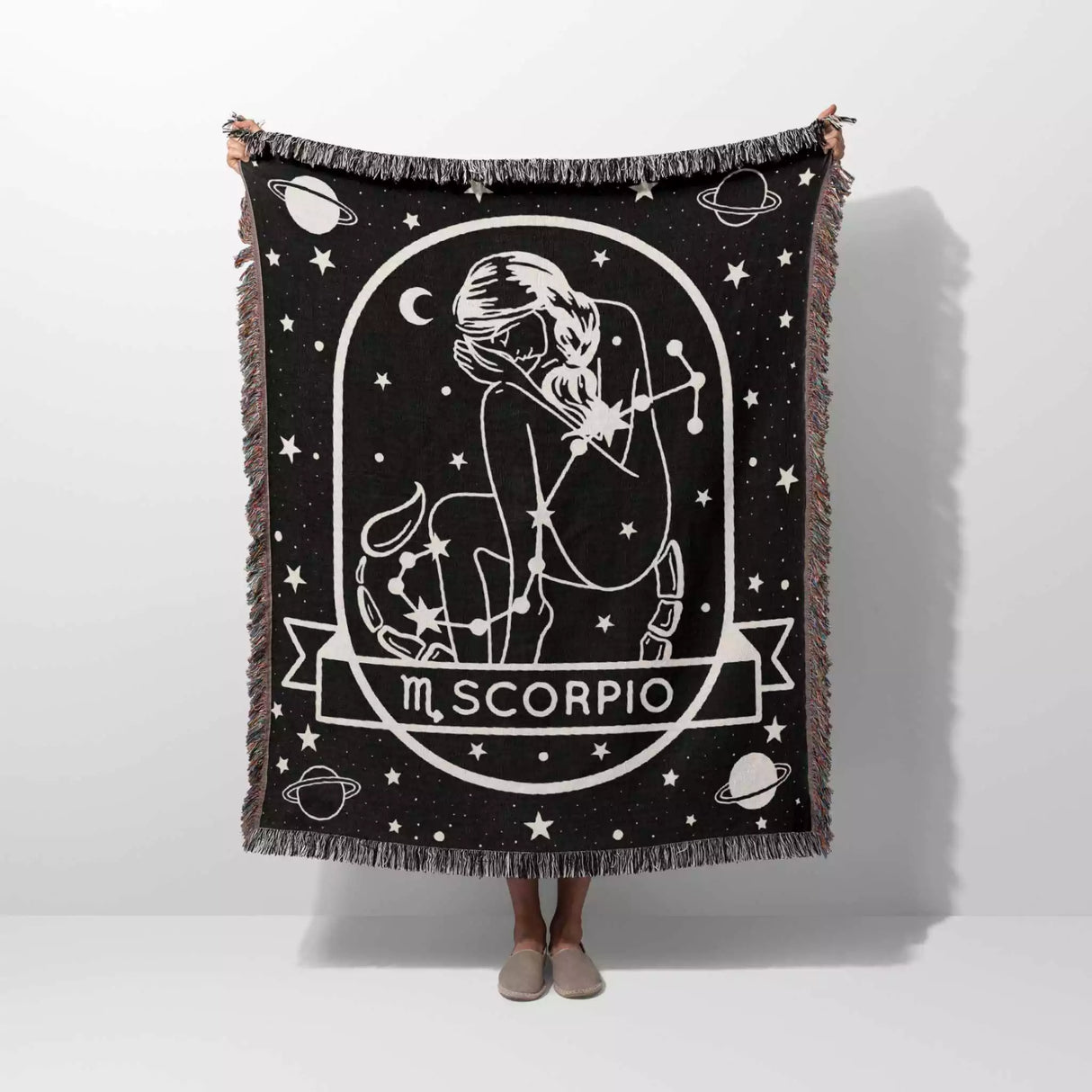 Scorpio Zodiac Sign Astrology Woman Woven Throw Blanket Tapestry Blanket - DesignerOllie.com