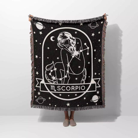 Scorpio Zodiac Sign Astrology Woman Woven Throw Blanket Tapestry Blanket - DesignerOllie.com
