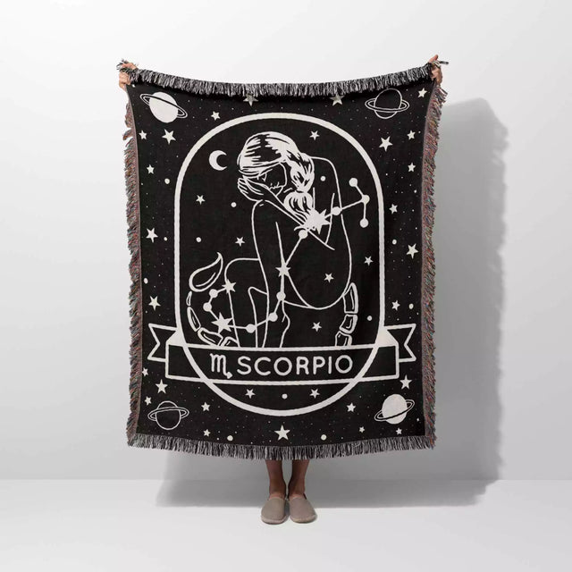 Scorpio Zodiac Sign Astrology Woman Woven Throw Blanket Tapestry Blanket - DesignerOllie.com