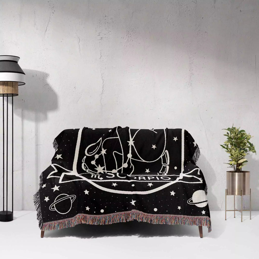 Scorpio Zodiac Sign Astrology Woman Woven Throw Blanket Tapestry Blanket - DesignerOllie.com