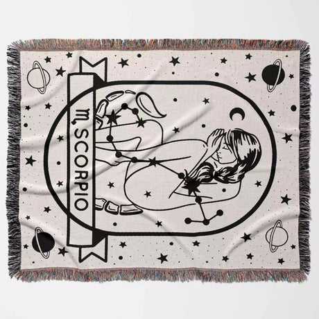Scorpio Zodiac Sign Astrology Woman Woven Throw Blanket and Tapestry Blanket - DesignerOllie.com