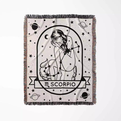Scorpio Zodiac Sign Astrology Woman Woven Throw Blanket and Tapestry Blanket - DesignerOllie.com