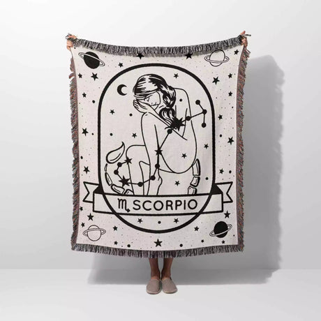 Scorpio Zodiac Sign Astrology Woman Woven Throw Blanket and Tapestry Blanket - DesignerOllie.com