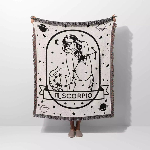 Scorpio Zodiac Sign Astrology Woman Woven Throw Blanket and Tapestry Blanket - DesignerOllie.com