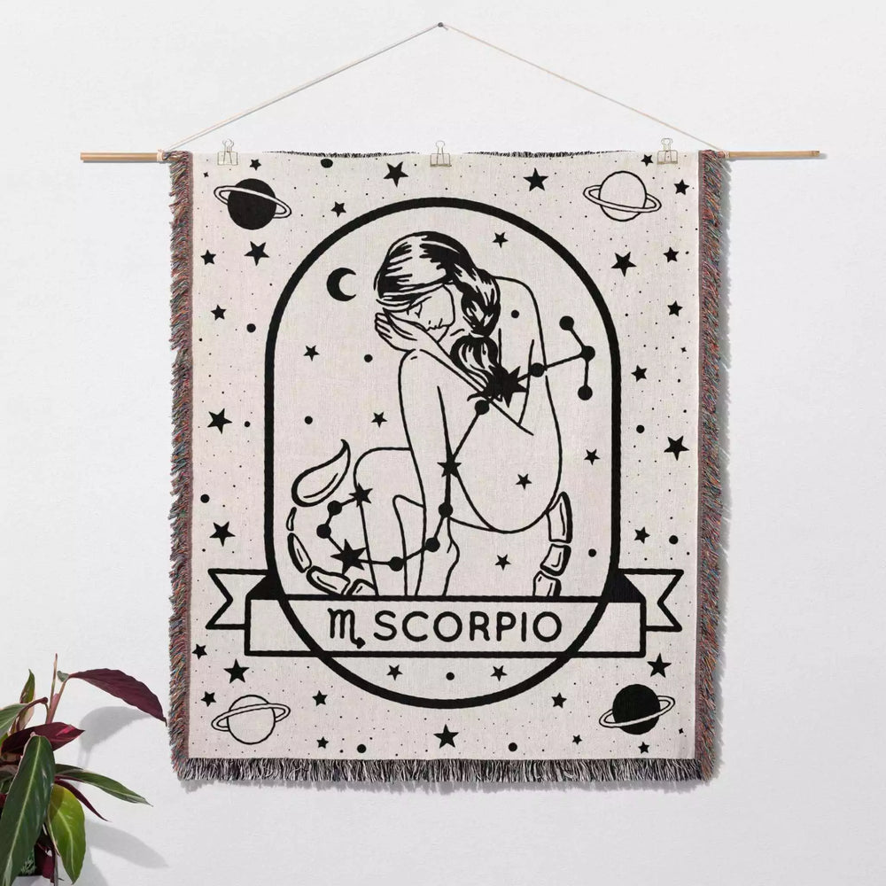 Scorpio Zodiac Sign Astrology Woman Woven Throw Blanket and Tapestry Blanket - DesignerOllie.com