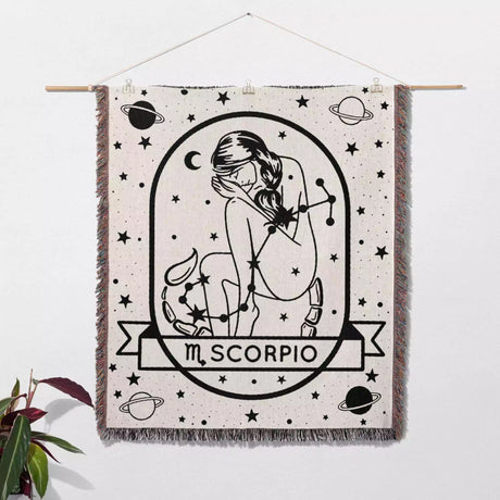 Scorpio Zodiac Sign Astrology Woman Woven Throw Blanket and Tapestry Blanket - DesignerOllie.com