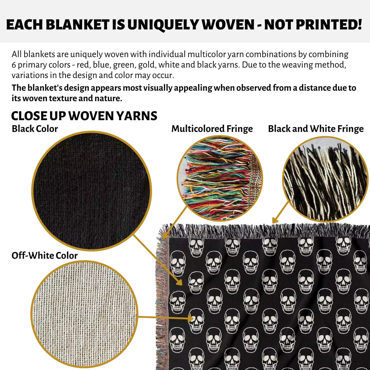 Simple Skull Monochrome Woven Throw Blanket and Tapestry - DesignerOllie.com