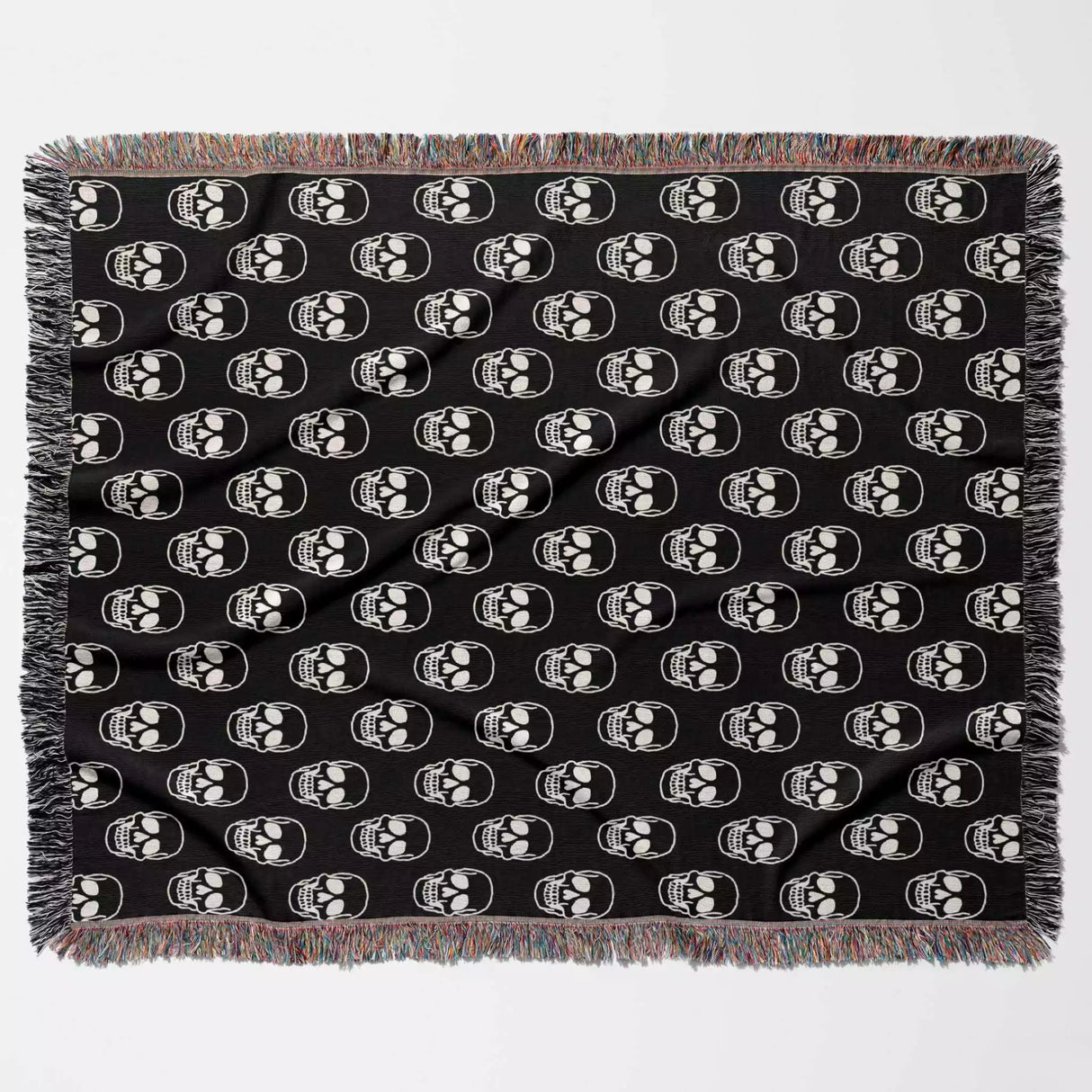 Simple Skull Monochrome Woven Throw Blanket and Tapestry - DesignerOllie.com
