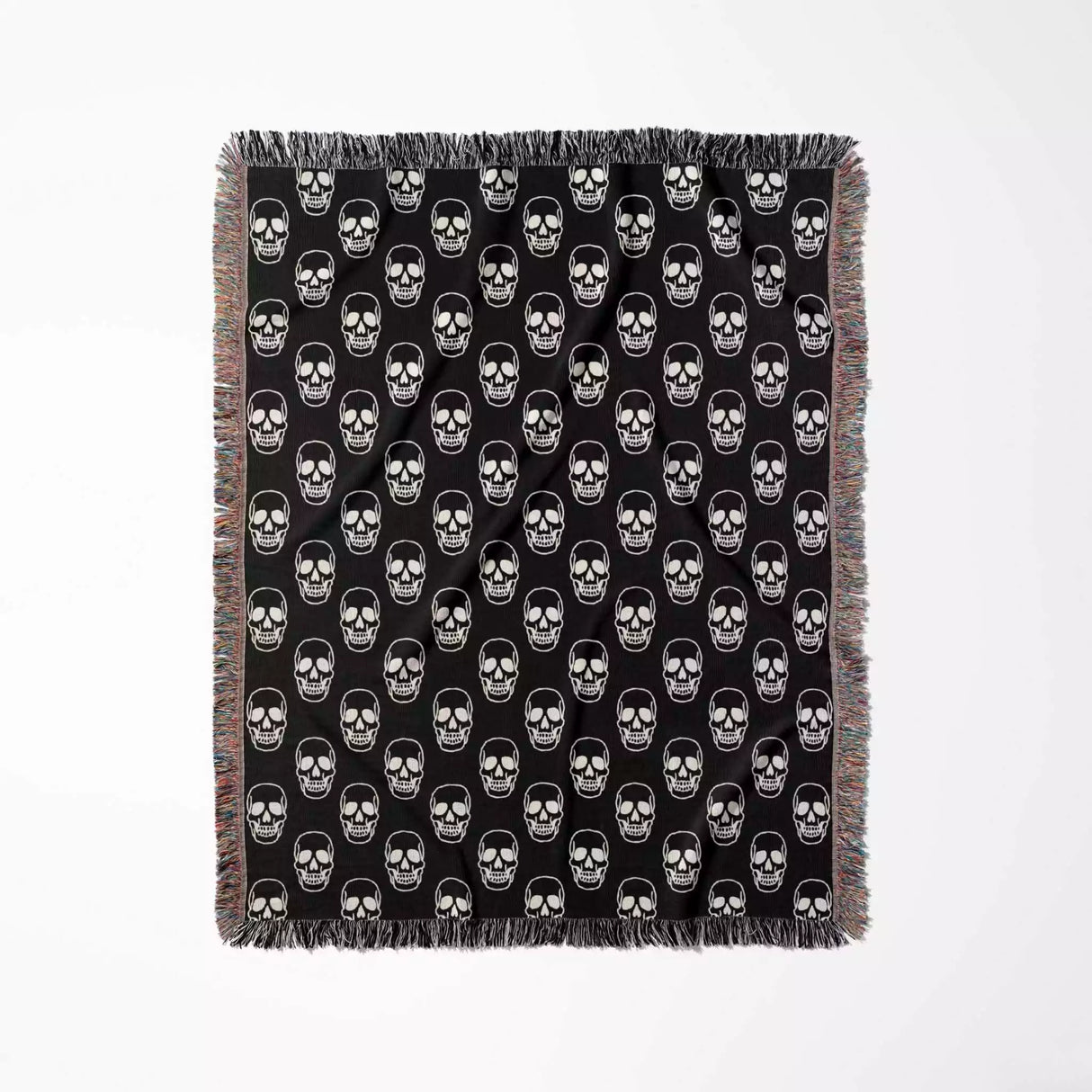 Simple Skull Monochrome Woven Throw Blanket and Tapestry - DesignerOllie.com