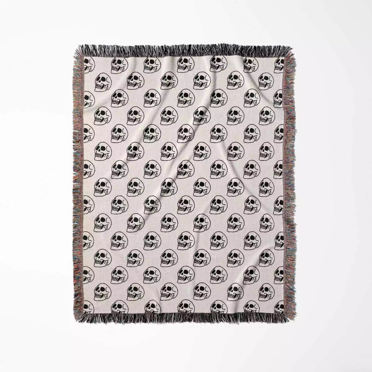 Skull Design Black and White Woven Throw Blanket and Tapestry - DesignerOllie.com