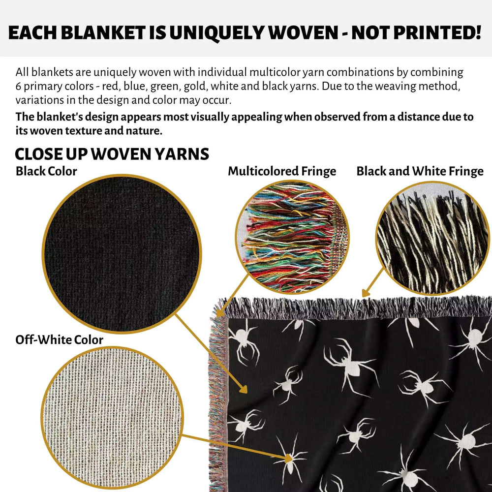Spiders Halloween Woven Blanket Dark Gothic Decor - DesignerOllie.com