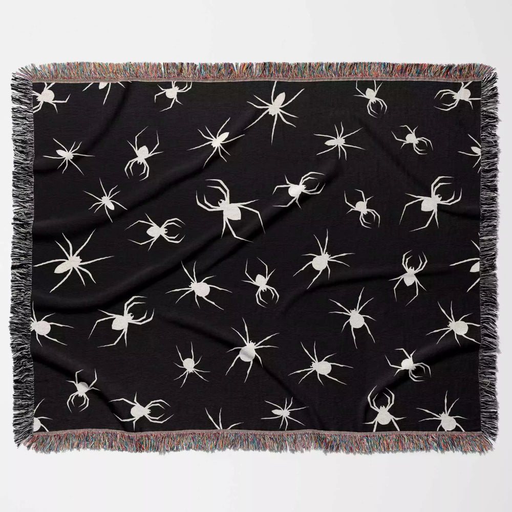 Spiders Halloween Woven Blanket Dark Gothic Decor - DesignerOllie.com