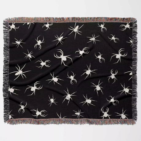 Spiders Halloween Woven Blanket Dark Gothic Decor - DesignerOllie.com