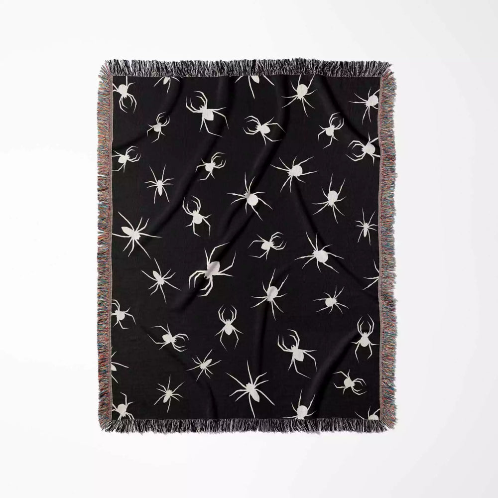 Spiders Halloween Woven Blanket Dark Gothic Decor - DesignerOllie.com