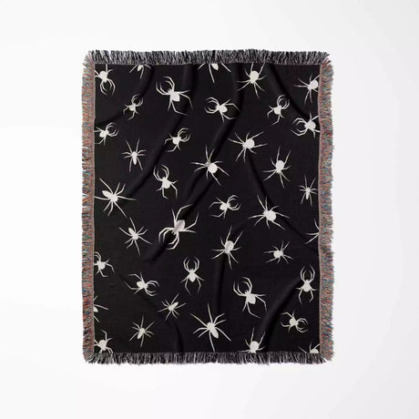 Spiders Halloween Woven Blanket Dark Gothic Decor - DesignerOllie.com