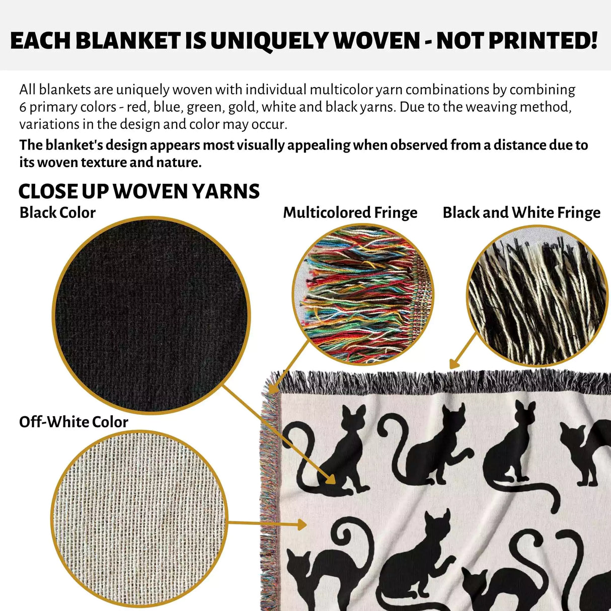 Spooky Cats Woven Throw Blanket - DesignerOllie.com