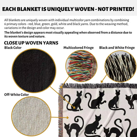 Spooky Cats Woven Throw Blanket - DesignerOllie.com