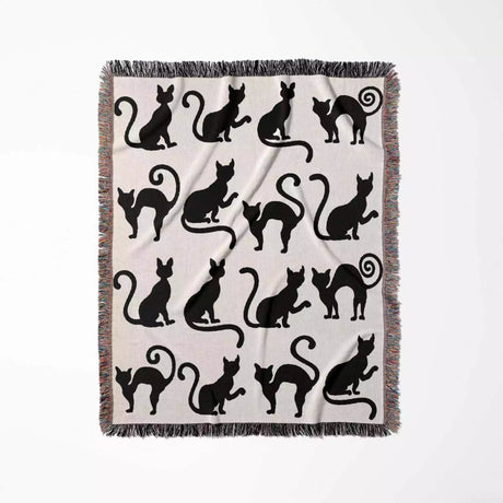 Spooky Cats Woven Throw Blanket - DesignerOllie.com