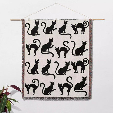 Spooky Cats Woven Throw Blanket - DesignerOllie.com