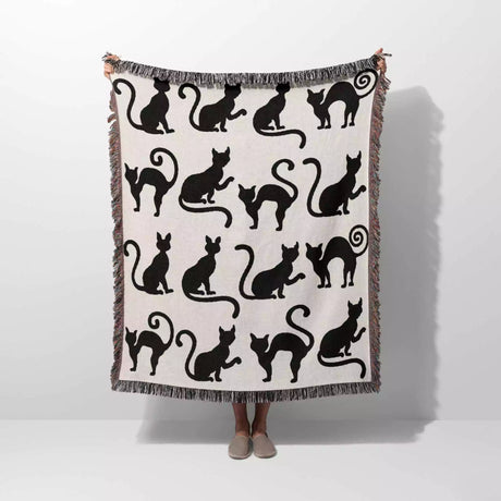 Spooky Cats Woven Throw Blanket - DesignerOllie.com