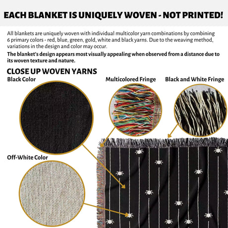 Spooky Halloween Woven Blanket With Spiders - DesignerOllie.com
