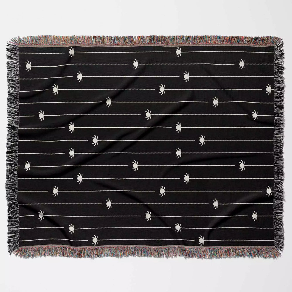 Spooky Halloween Woven Blanket With Spiders - DesignerOllie.com