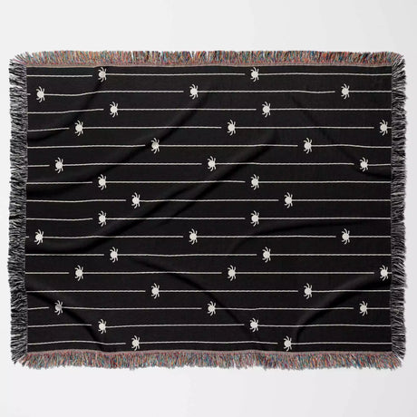 Spooky Halloween Woven Blanket With Spiders - DesignerOllie.com