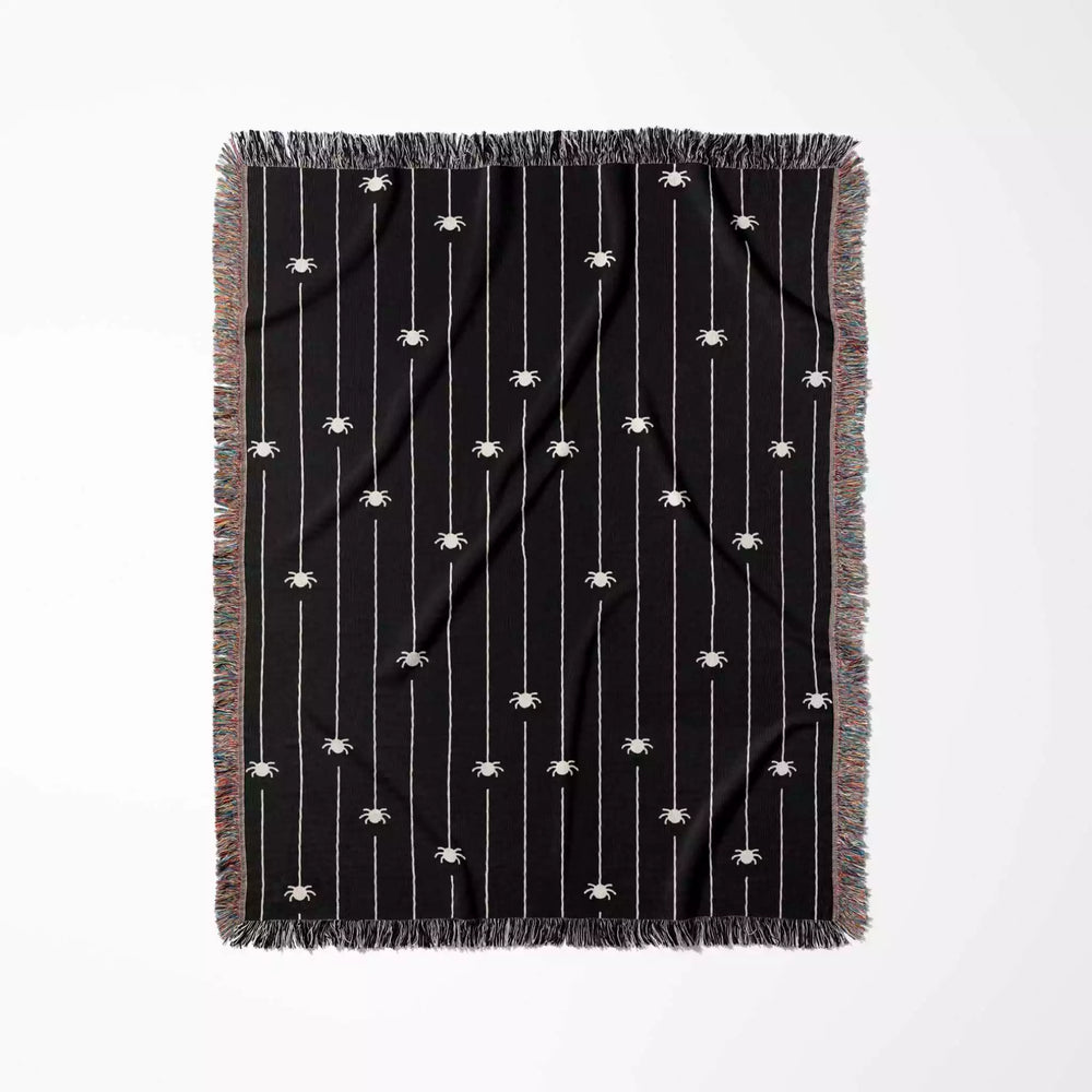 Spooky Halloween Woven Blanket With Spiders - DesignerOllie.com