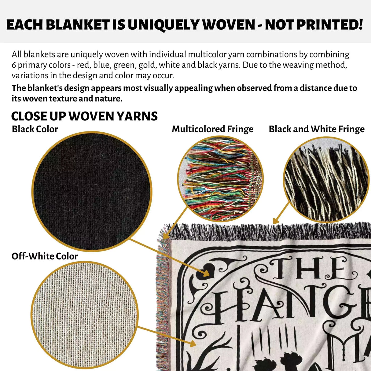 Tarot Card Black Cat The Hanged Man Black and White Woven Throw Blanket and Tapestry - DesignerOllie.com