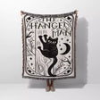 Tarot Card Black Cat The Hanged Man Black and White Woven Throw Blanket and Tapestry - DesignerOllie.com
