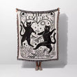 Tarot Card Black Cat The Lovers Black and White Woven Throw Blanket and Tapestry - DesignerOllie.com