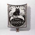 Tarot Card Black Cat The Moon Black and White Woven Throw Blanket and Tapestry - DesignerOllie.com