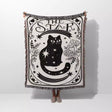 Tarot Card Black Cat The Star Black and White Woven Throw Blanket and Tapestry - DesignerOllie.com