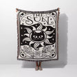 Tarot Card Black Cat The Sun Black and White Woven Throw Blanket and Tapestry - DesignerOllie.com