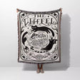 Tarot Card Black Cat The Wheel Black and White Woven Throw Blanket and Tapestry - DesignerOllie.com
