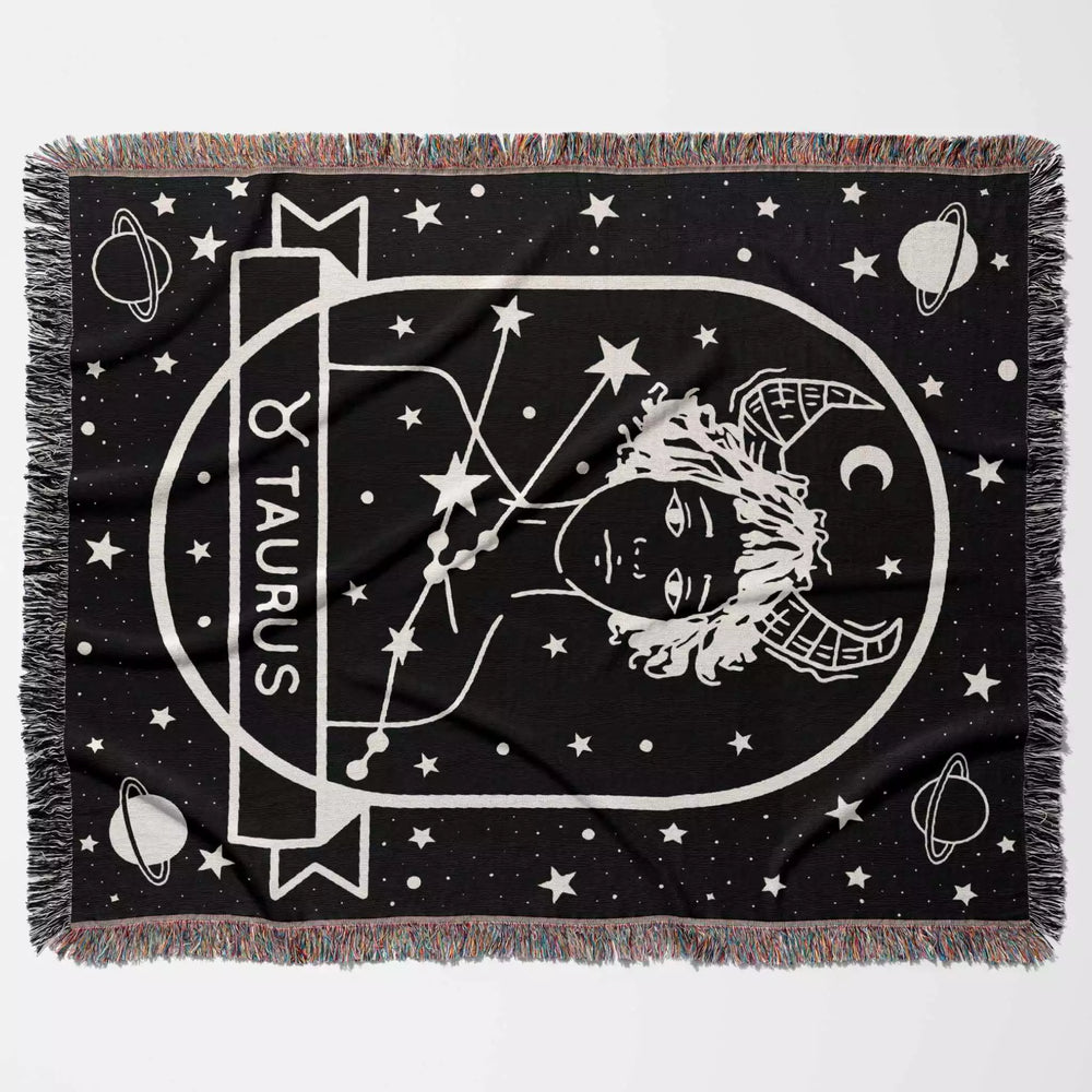 Taurus Zodiac Sign Astrology Woman Woven Throw Blanket Tapestry - DesignerOllie.com