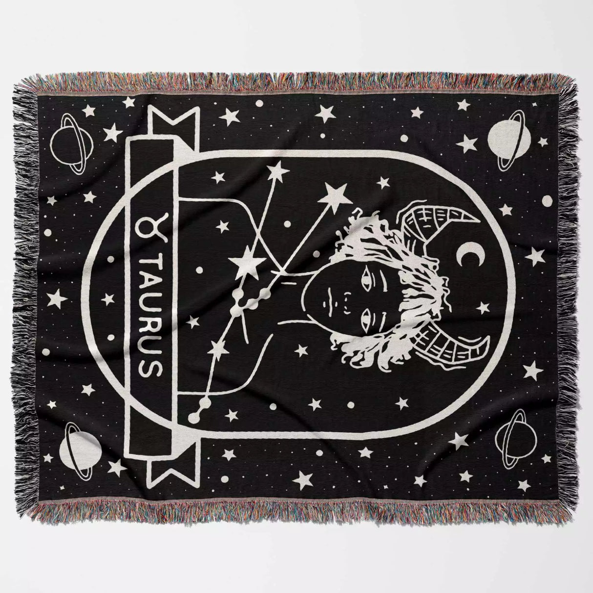 Taurus Zodiac Sign Astrology Woman Woven Throw Blanket Tapestry - DesignerOllie.com