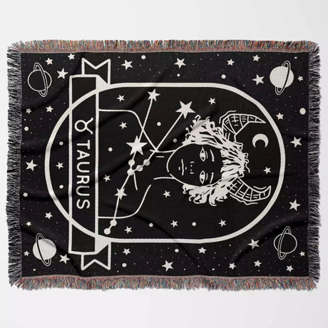 Taurus Zodiac Sign Astrology Woman Woven Throw Blanket Tapestry - DesignerOllie.com
