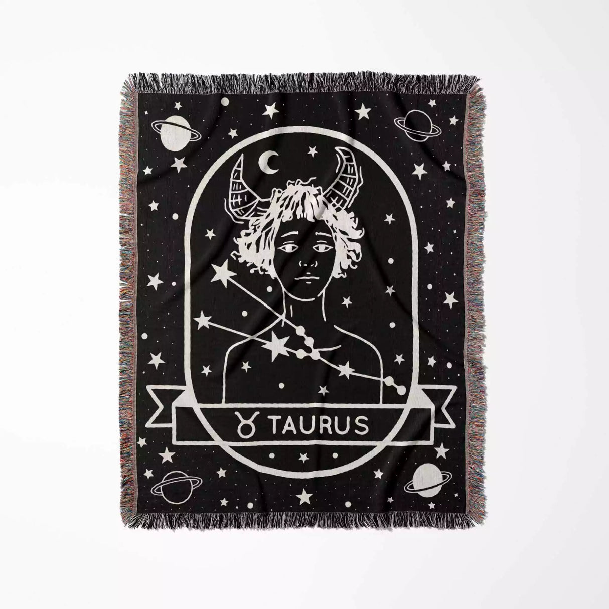 Taurus Zodiac Sign Astrology Woman Woven Throw Blanket Tapestry - DesignerOllie.com