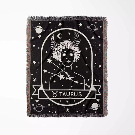 Taurus Zodiac Sign Astrology Woman Woven Throw Blanket Tapestry - DesignerOllie.com