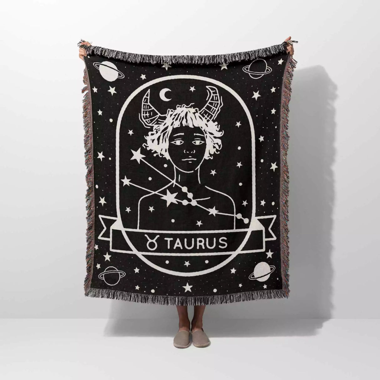 Taurus Zodiac Sign Astrology Woman Woven Throw Blanket Tapestry - DesignerOllie.com