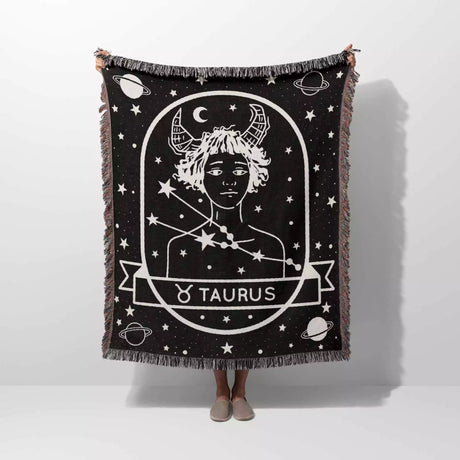 Taurus Zodiac Sign Astrology Woman Woven Throw Blanket Tapestry - DesignerOllie.com