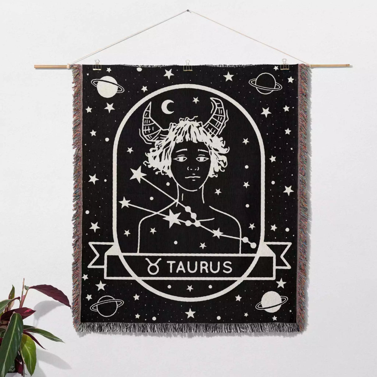 Taurus Zodiac Sign Astrology Woman Woven Throw Blanket Tapestry - DesignerOllie.com