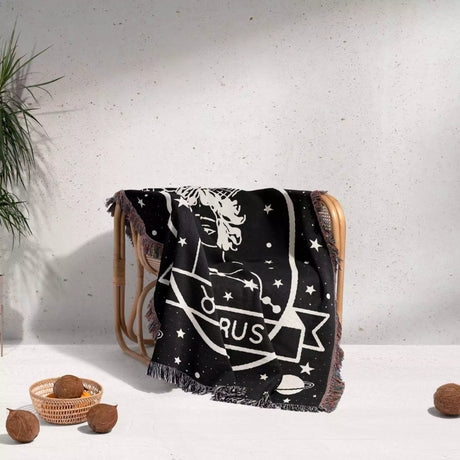 Taurus Zodiac Sign Astrology Woman Woven Throw Blanket Tapestry - DesignerOllie.com