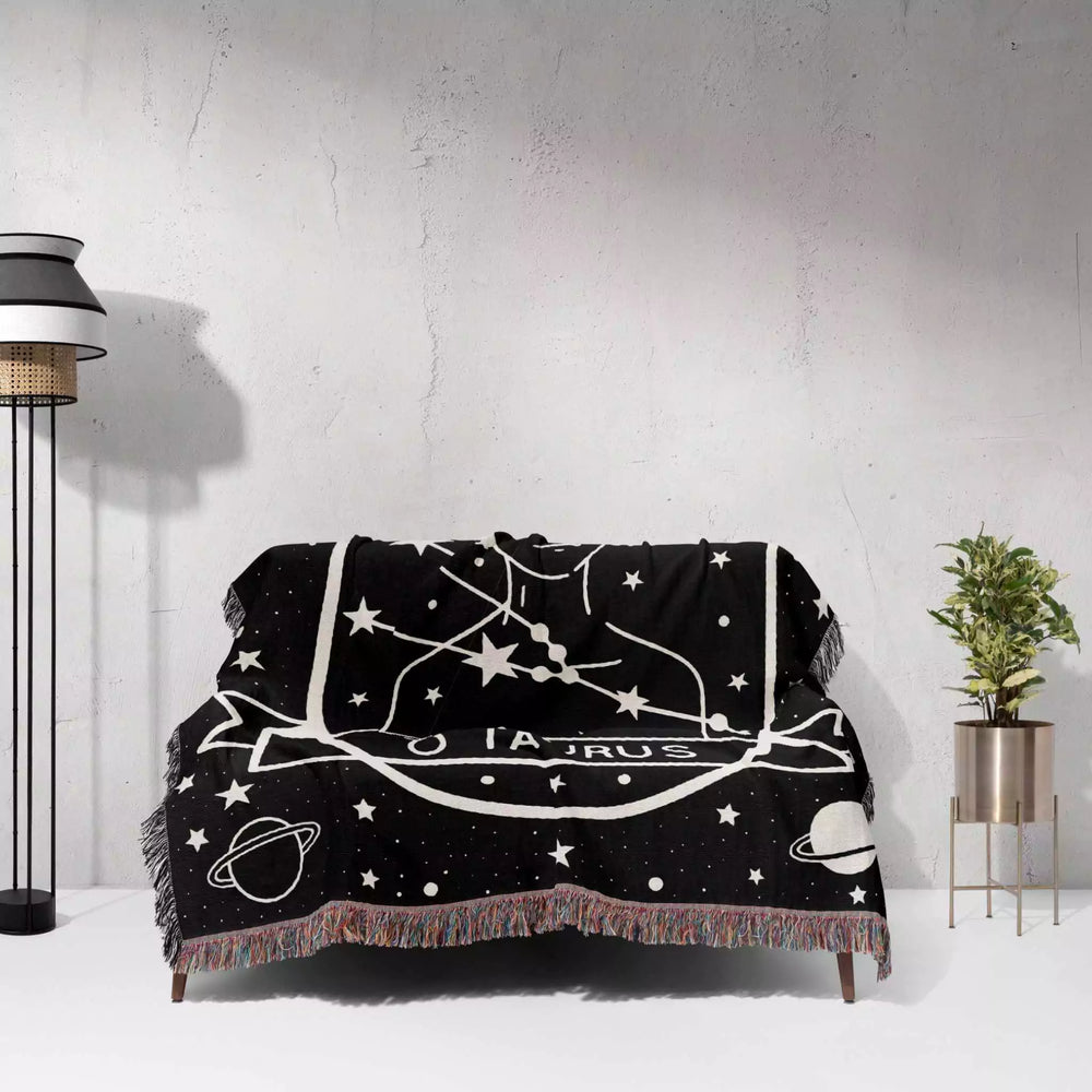 Taurus Zodiac Sign Astrology Woman Woven Throw Blanket Tapestry - DesignerOllie.com