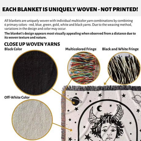 Taurus Zodiac Sign Astrology Woman Woven Throw Blanket and Tapestry Blanket - DesignerOllie.com